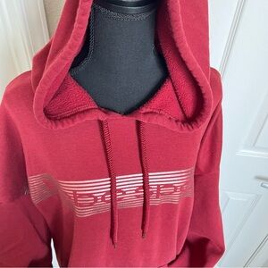Bebe Sport Maroon Hoodie w Rose Gold Graphics & Kangaroo Pocket Sz 3X Sweatshirt